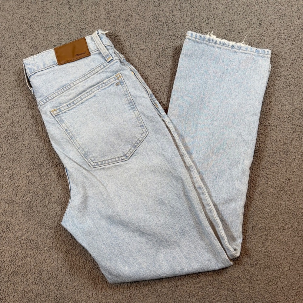 Madewell Slim Demi-Boot Jeans Light Wash Raw Hem High Rise AN327 Size 27